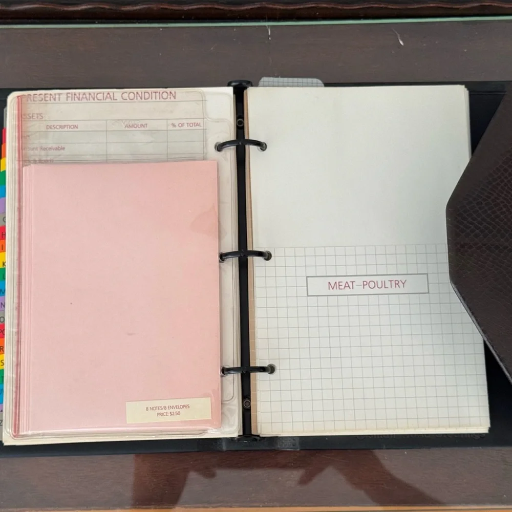 Vintage Faux Snakeskin Organizer Planner Binder w Inserts 80s 90s Desk